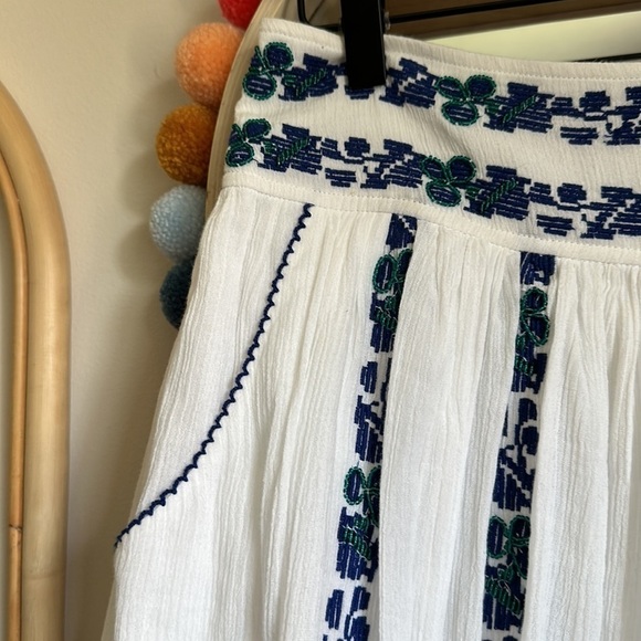 Tory Burch Alexandria Cotton Embroidered Beaded Flowy Summer Skirt - Picture 7 of 11